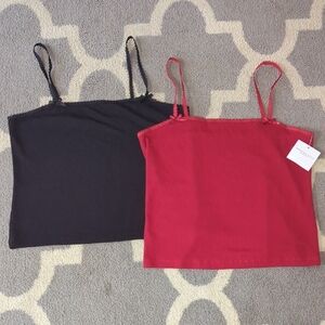 2 American Eagle Outfitters Black and Red Camisoles NWT